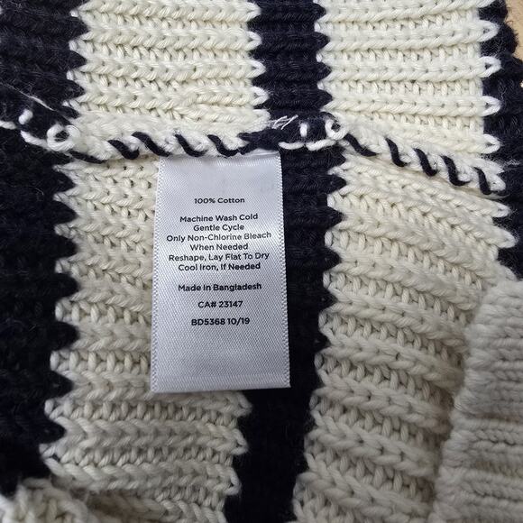 Talbots SP S Petite Sweater Pullover Cream Navy Stripe Rollneck Preppy Cotton - Picture 8 of 8